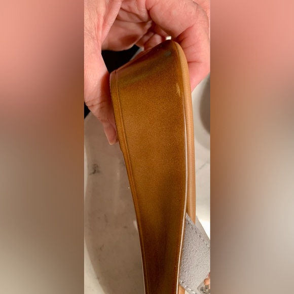 Italian Shoemakers Tan and Peach Wedge Sandals - Picture 4 of 14